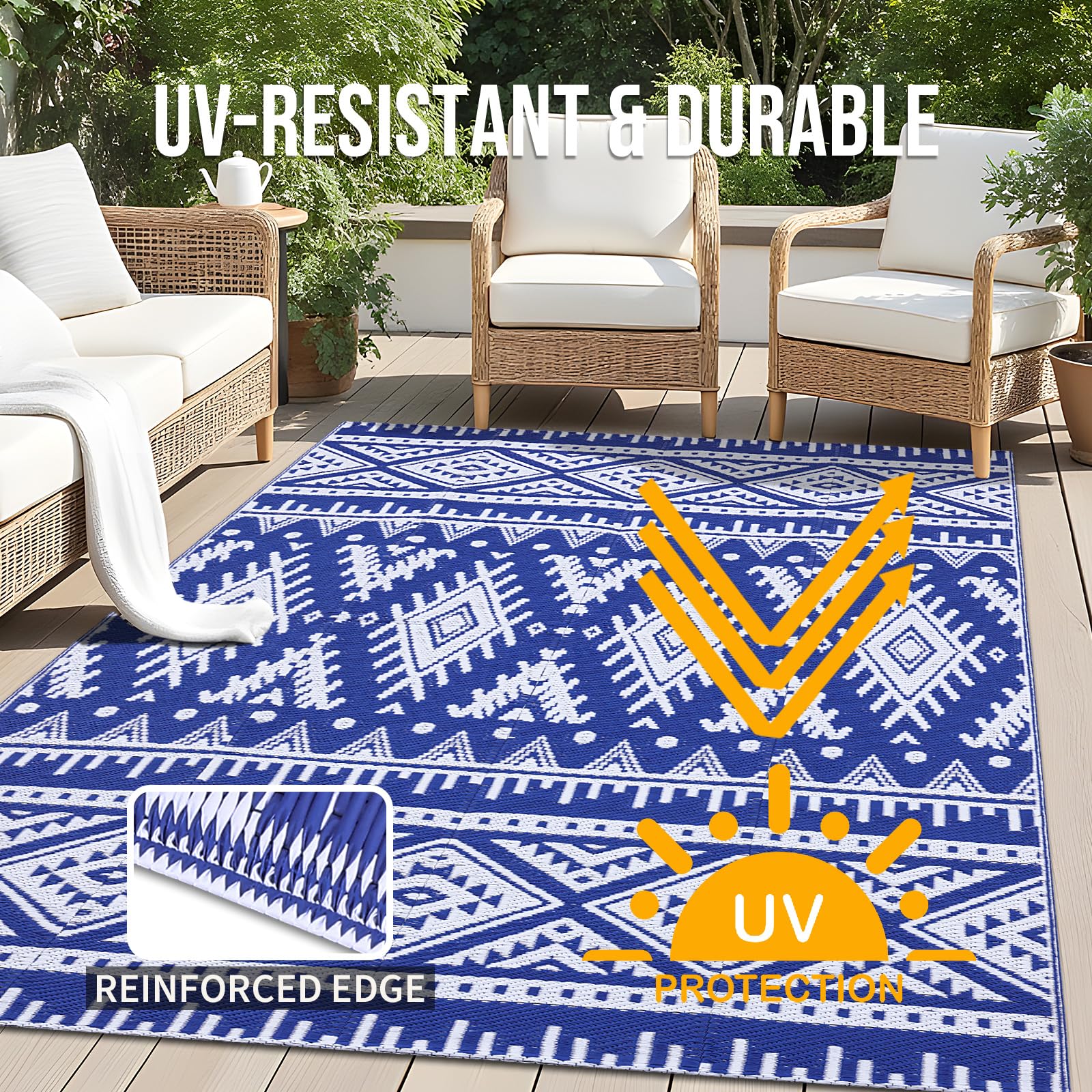 OLANLY Outdoor Rug 5x8 ft close-up of texture