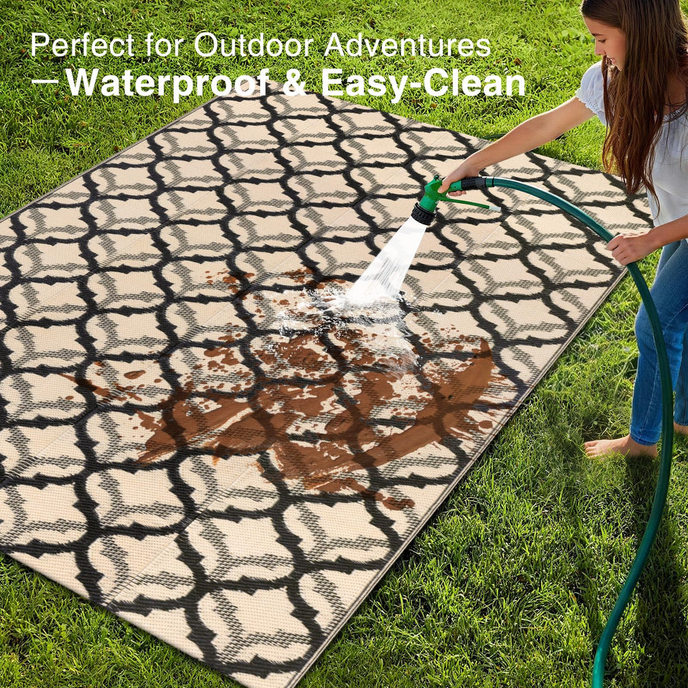 OLANLY Outdoor Rug 5x8 ft displayed on patio