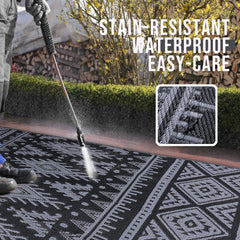 OLANLY Outdoor Rug 5x8 ft geometric pattern side view