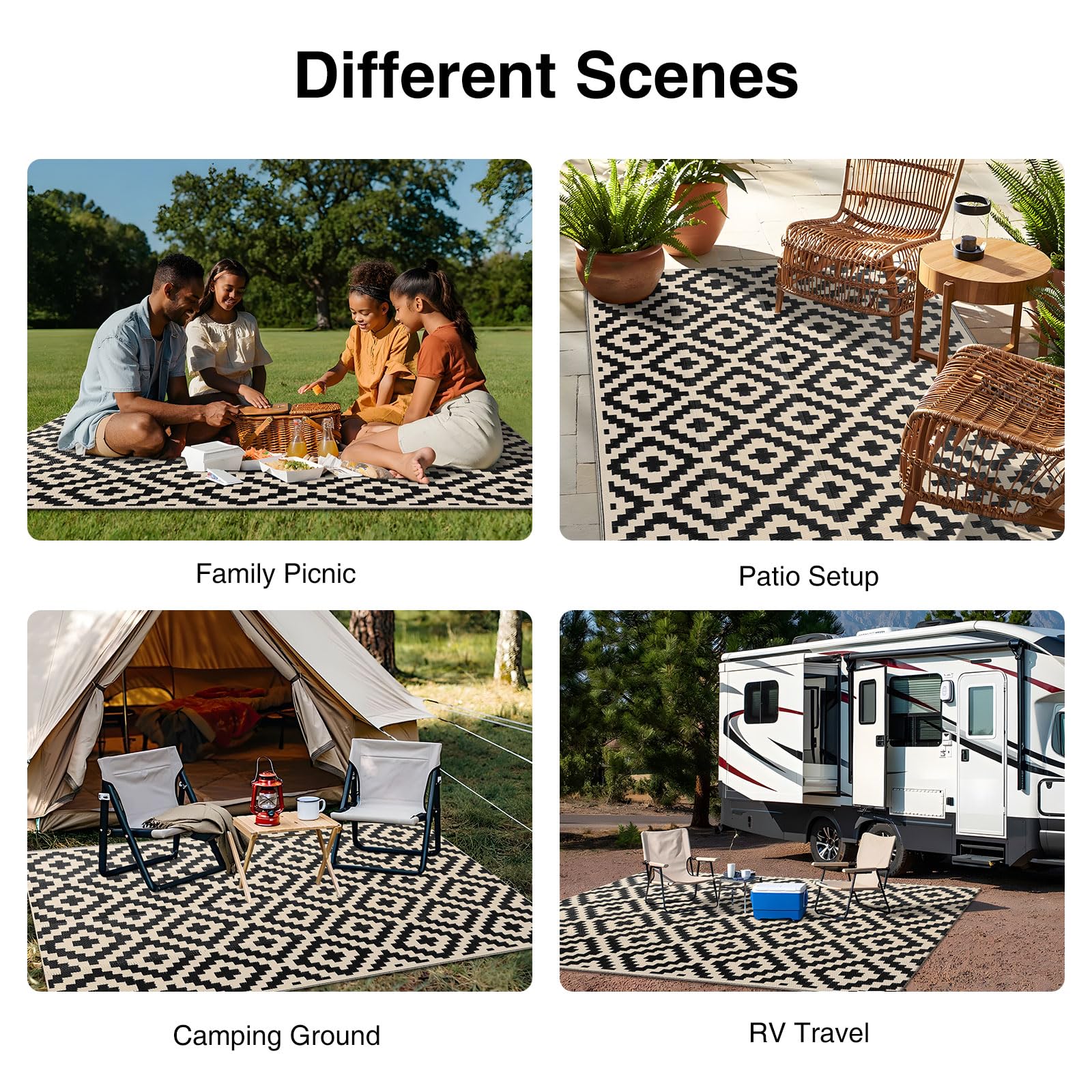 OLANLY Outdoor Rug 5x8 ft in a backyard setting