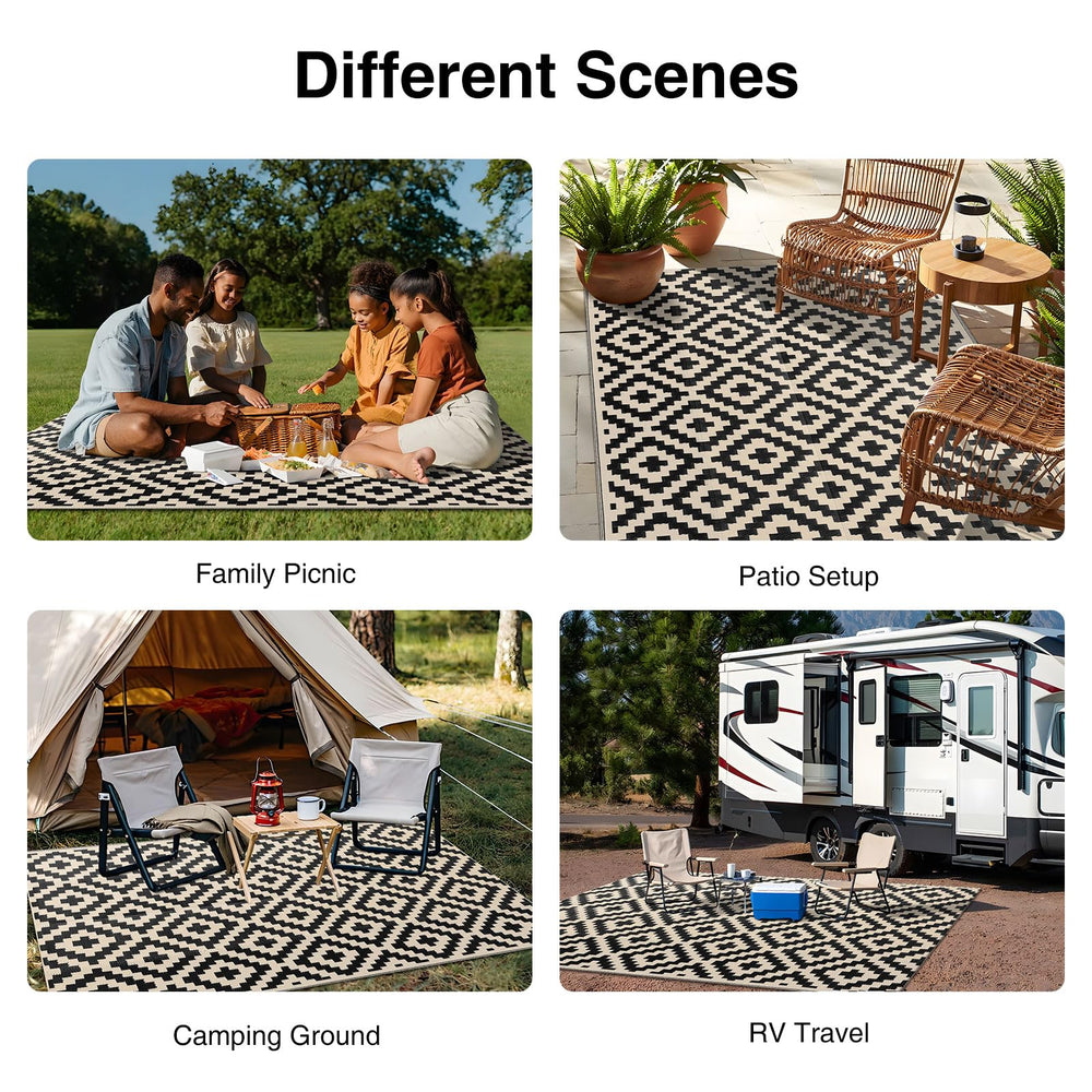 OLANLY Outdoor Rug 5x8 ft in a backyard setting