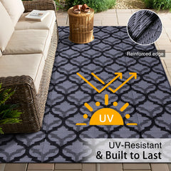 OLANLY Outdoor Rug 5x8 ft in a picnic setting