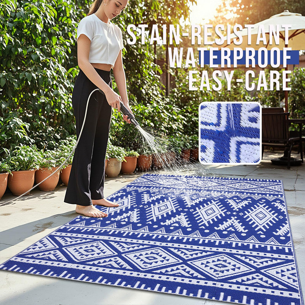 OLANLY Outdoor Rug 5x8 ft on a patio setting