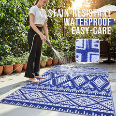 OLANLY Outdoor Rug 5x8 ft on a patio setting