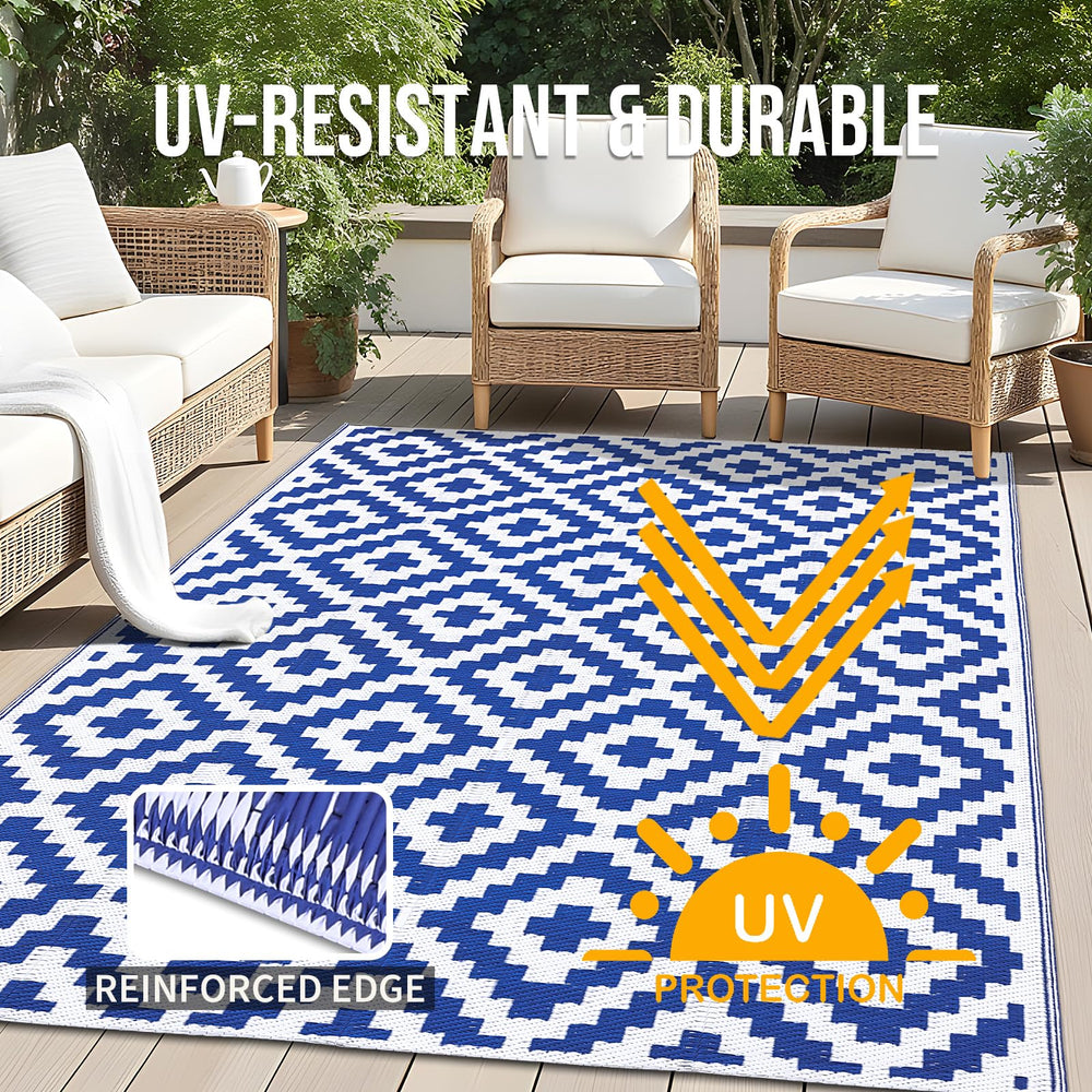 OLANLY Outdoor Rug 5x8 ft on a patio setting