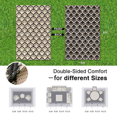 OLANLY Outdoor Rug 5x8 ft reversible black and beige side view