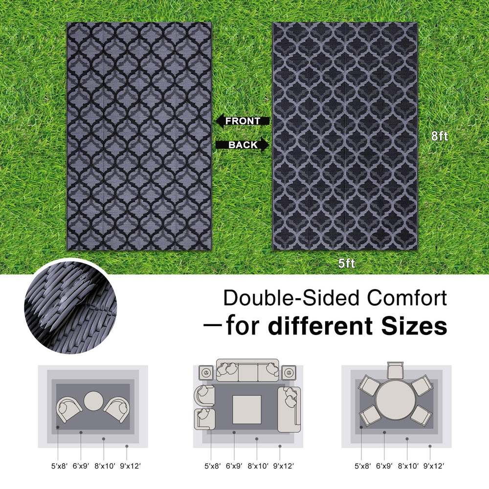 OLANLY Outdoor Rug 5x8 ft reversible side view