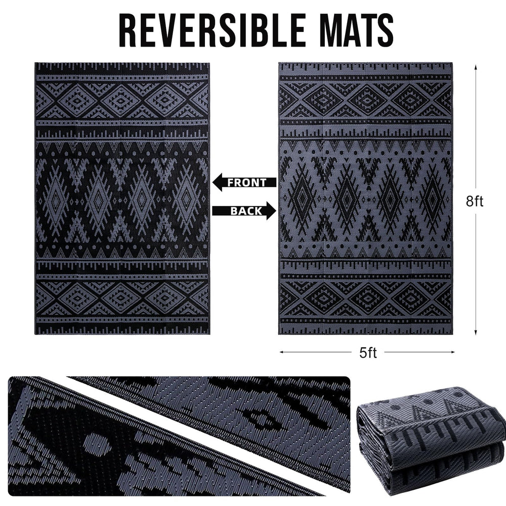 OLANLY Outdoor Rug 5x8 ft rolled up for storage