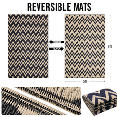 OLANLY outdoor rug 5x8 ft showing both sides of the chevron pattern