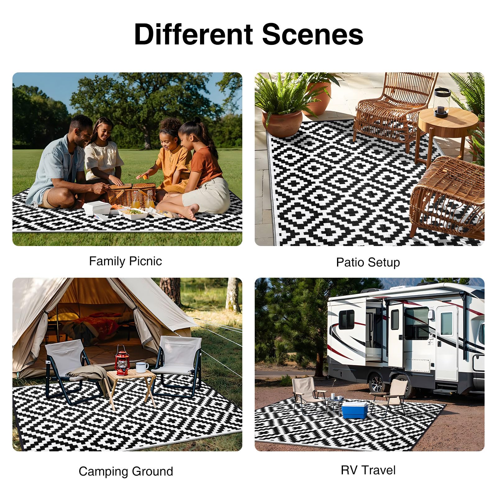 OLANLY outdoor rug 6x9 ft in a garden setting