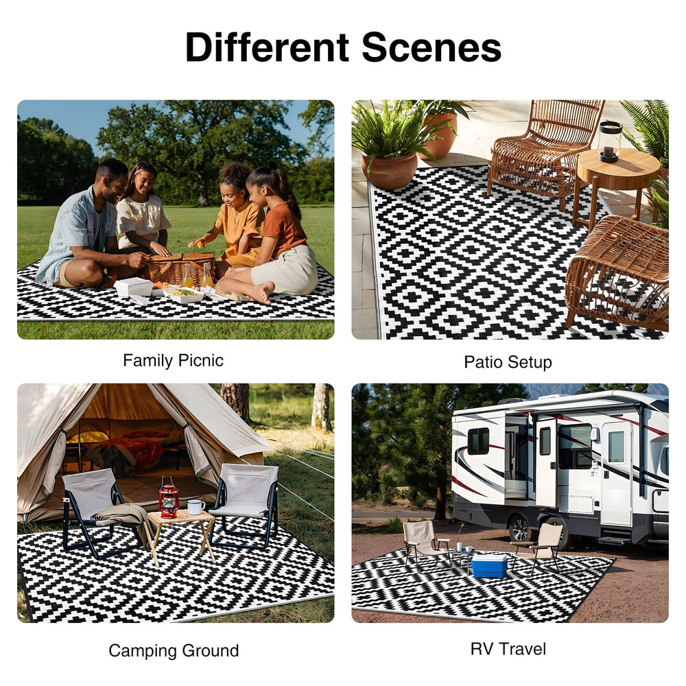 OLANLY outdoor rug 6x9 ft in a garden setting