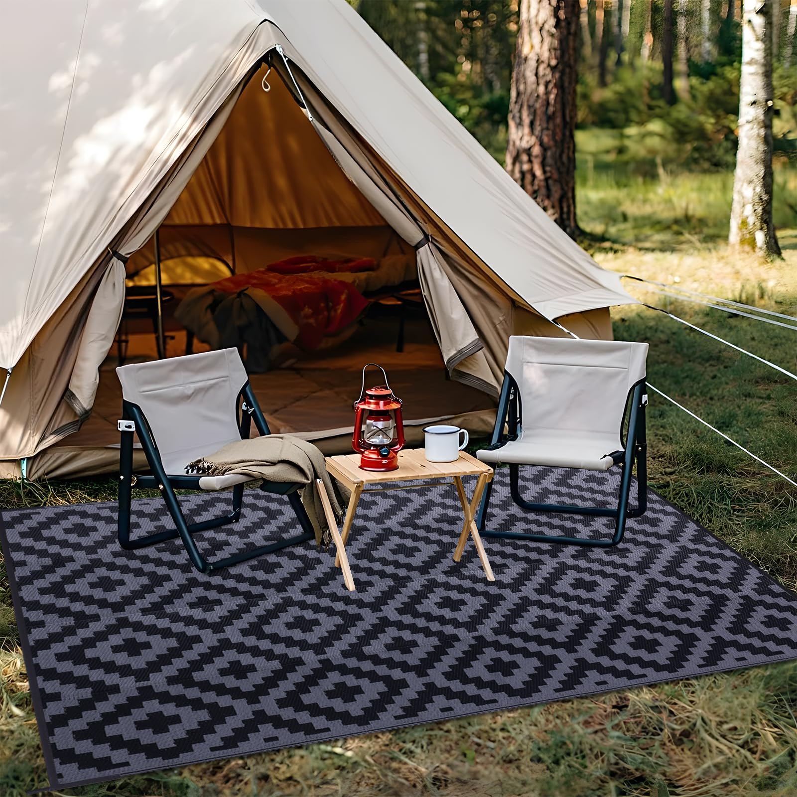 OLANLY Outdoor Rug 6x9 ft in outdoor garden setting