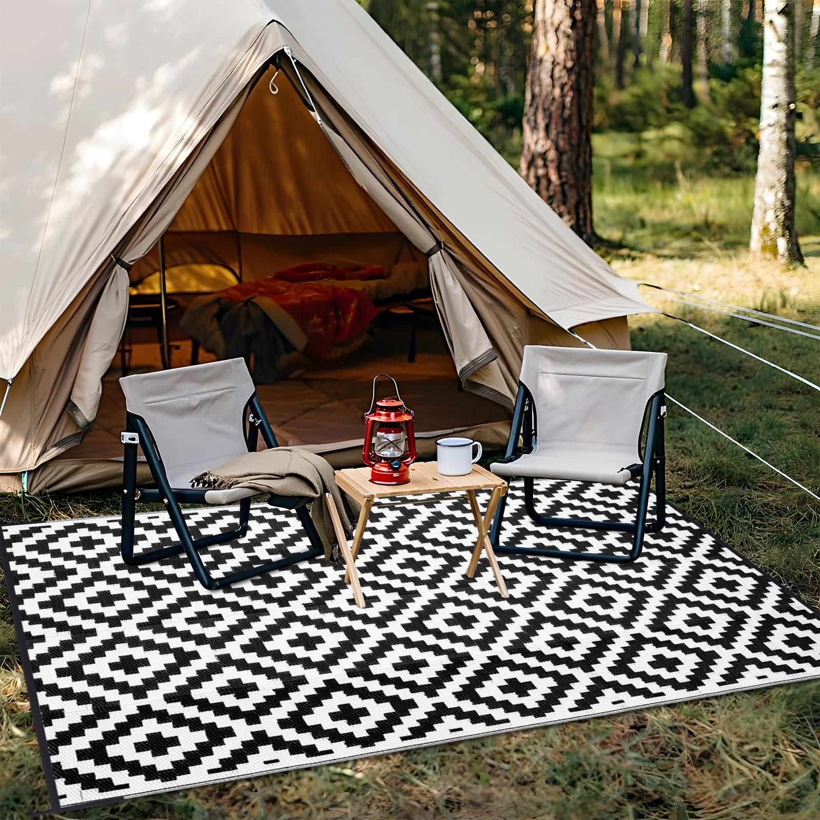 OLANLY outdoor rug 6x9 ft with reinforcement edges