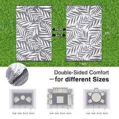 OLANLY Outdoor Rug 6x9 ft with tropical leaf patterns side view