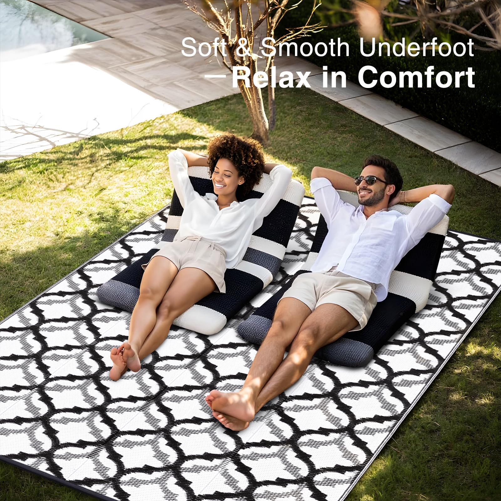 OLANLY Outdoor Rug 8x10 ft lightweight and portable