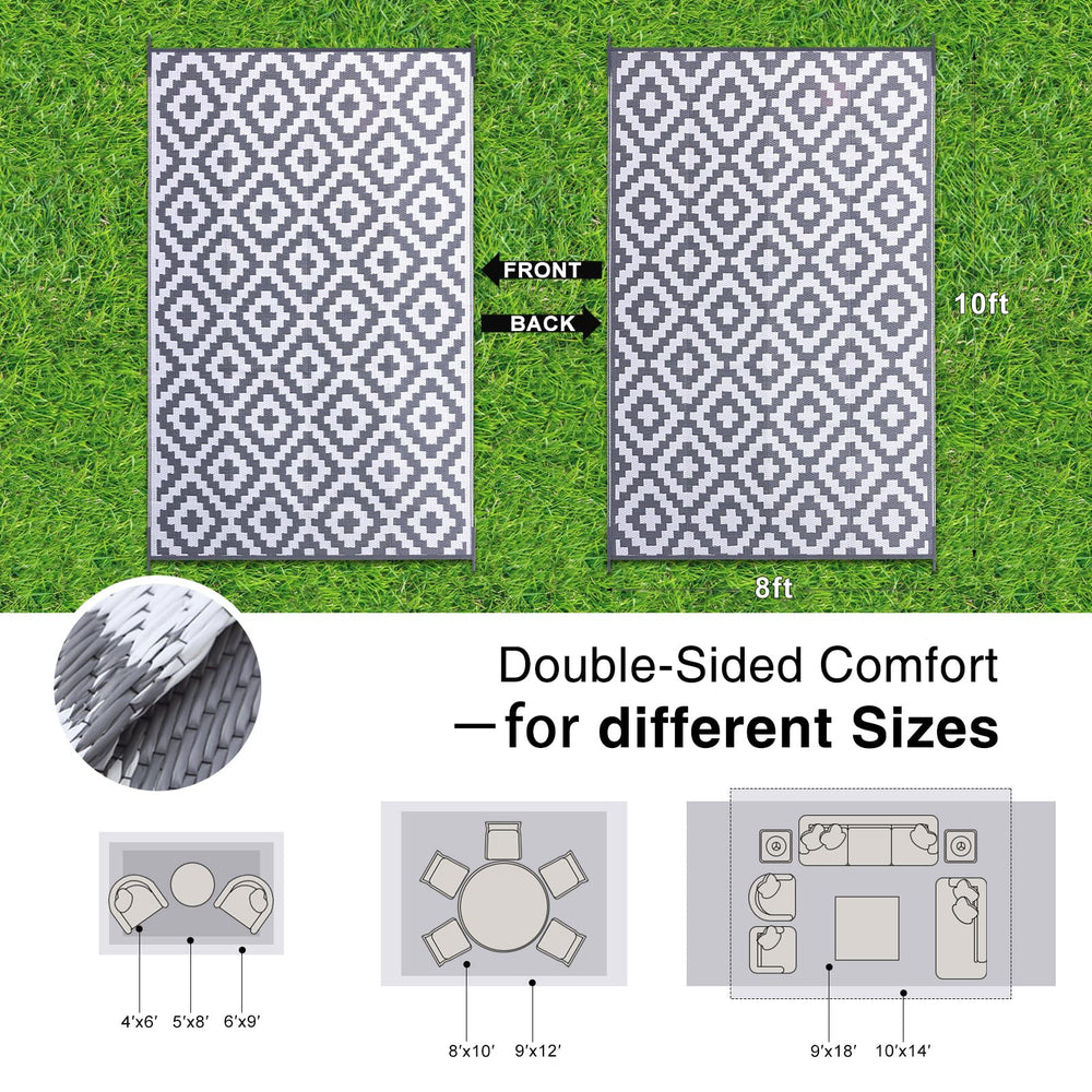 OLANLY Outdoor Rug 8x10 ft lightweight and portable design