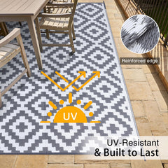 OLANLY Outdoor Rug 8x10 ft reversible side showing new geometric pattern