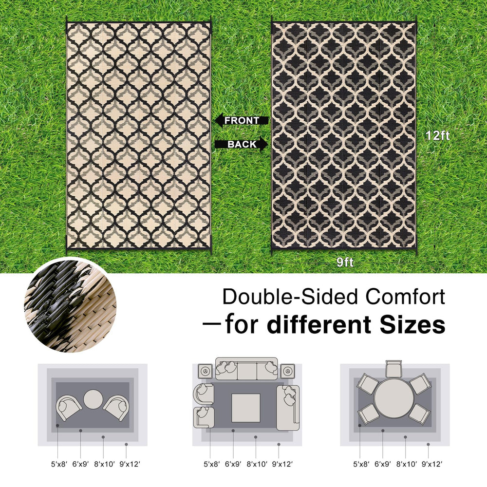 OLANLY Outdoor Rug 9x12 ft detailed texture close-up