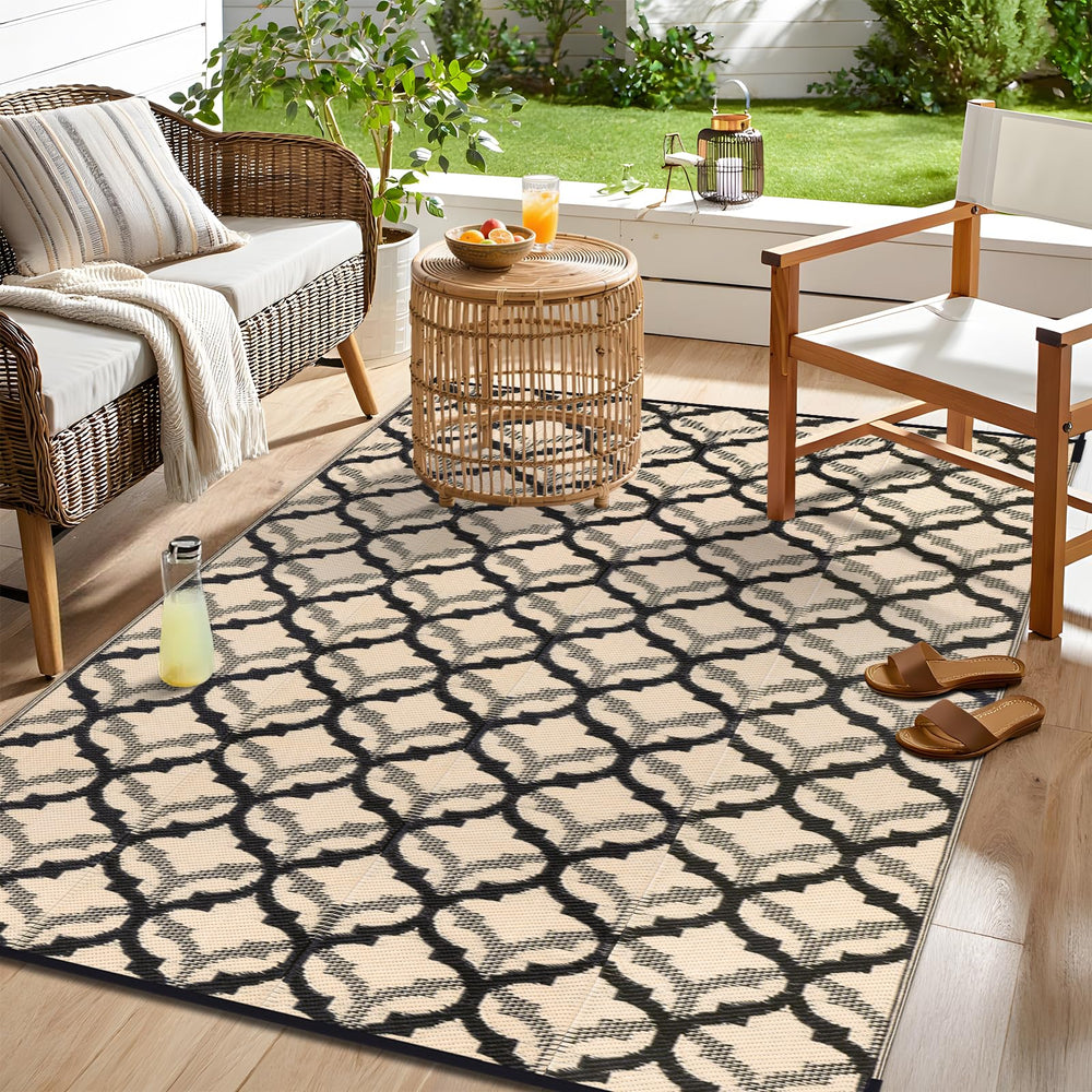 OLANLY Outdoor Rug 9x12 ft displayed in a garden setting