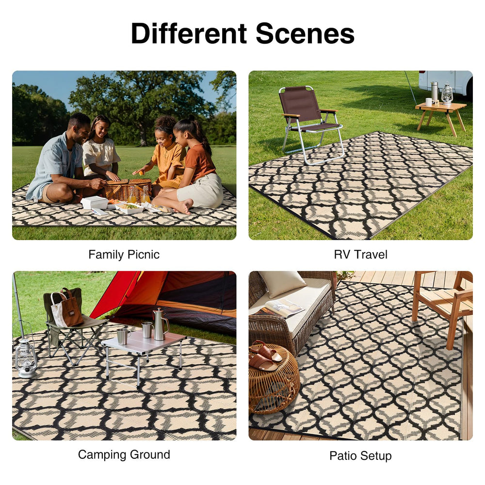 OLANLY Outdoor Rug 9x12 ft showing stain resistance feature