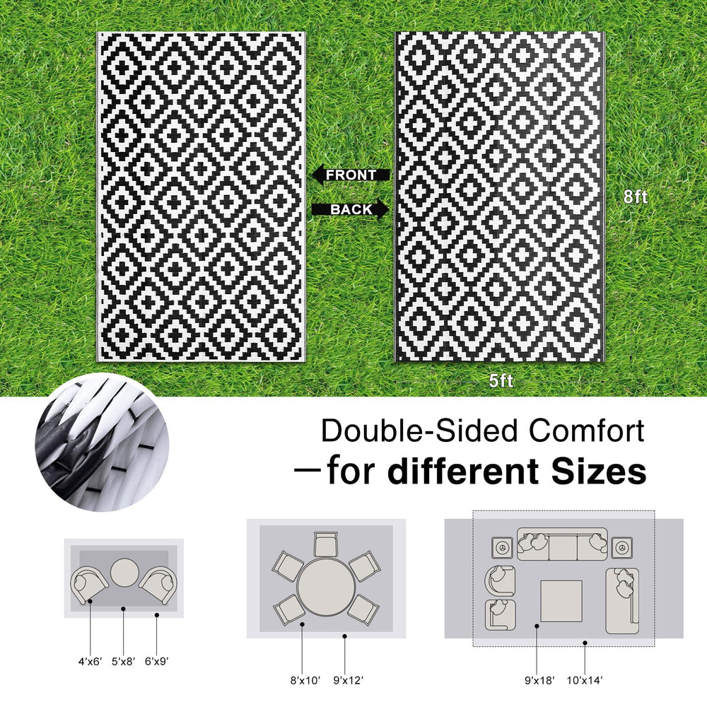 OLANLY outdoor rug folded for portability