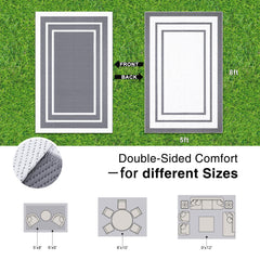OLANLY Outdoor Rug rolled up showing its lightweight and portable design