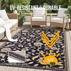 OLANLY outdoor rug with carrying case and stakes