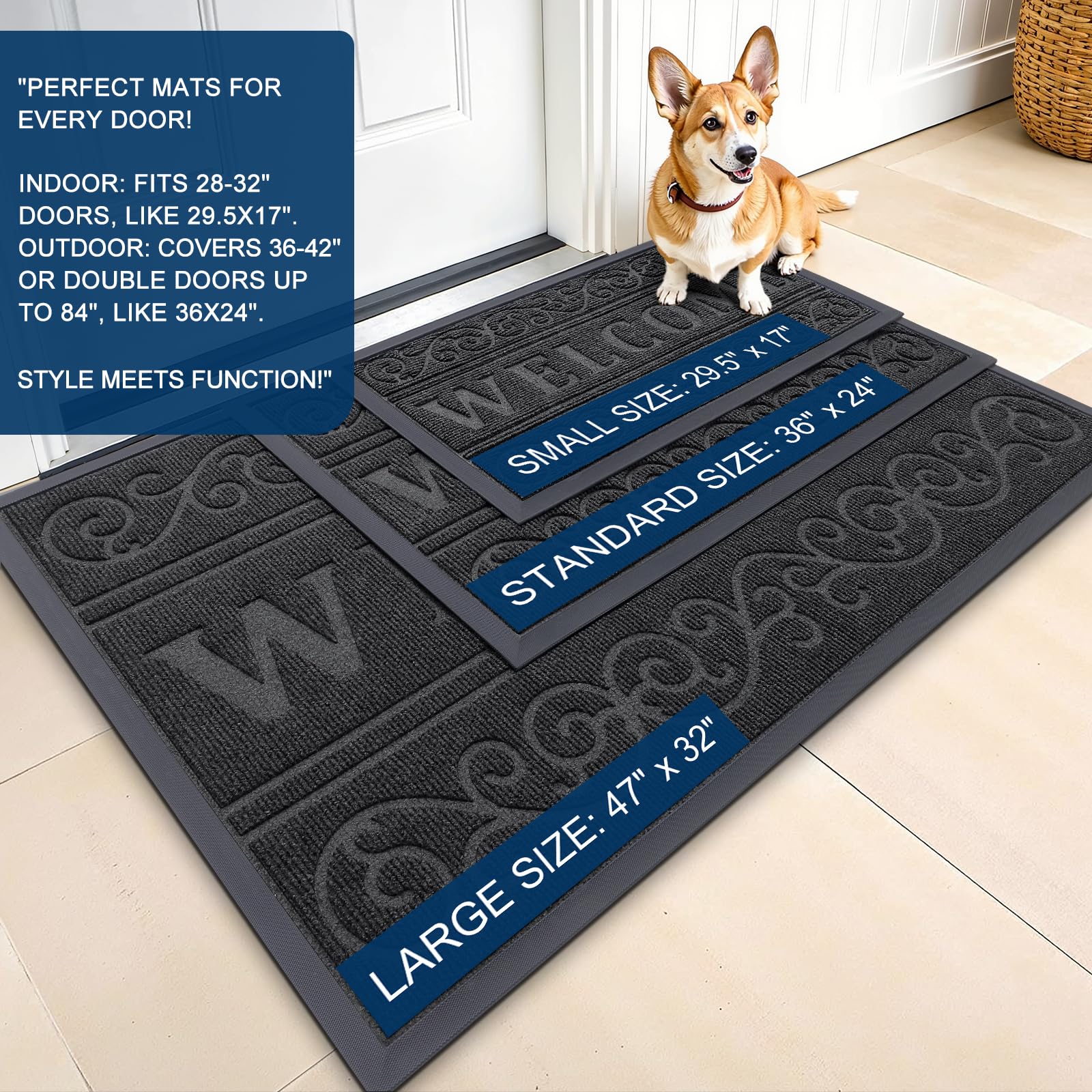 OLANLY Welcome Door Mat 36x24 in outdoor setting