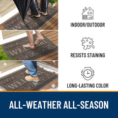 OLANLY Welcome Door Mat detailing the woven top surface