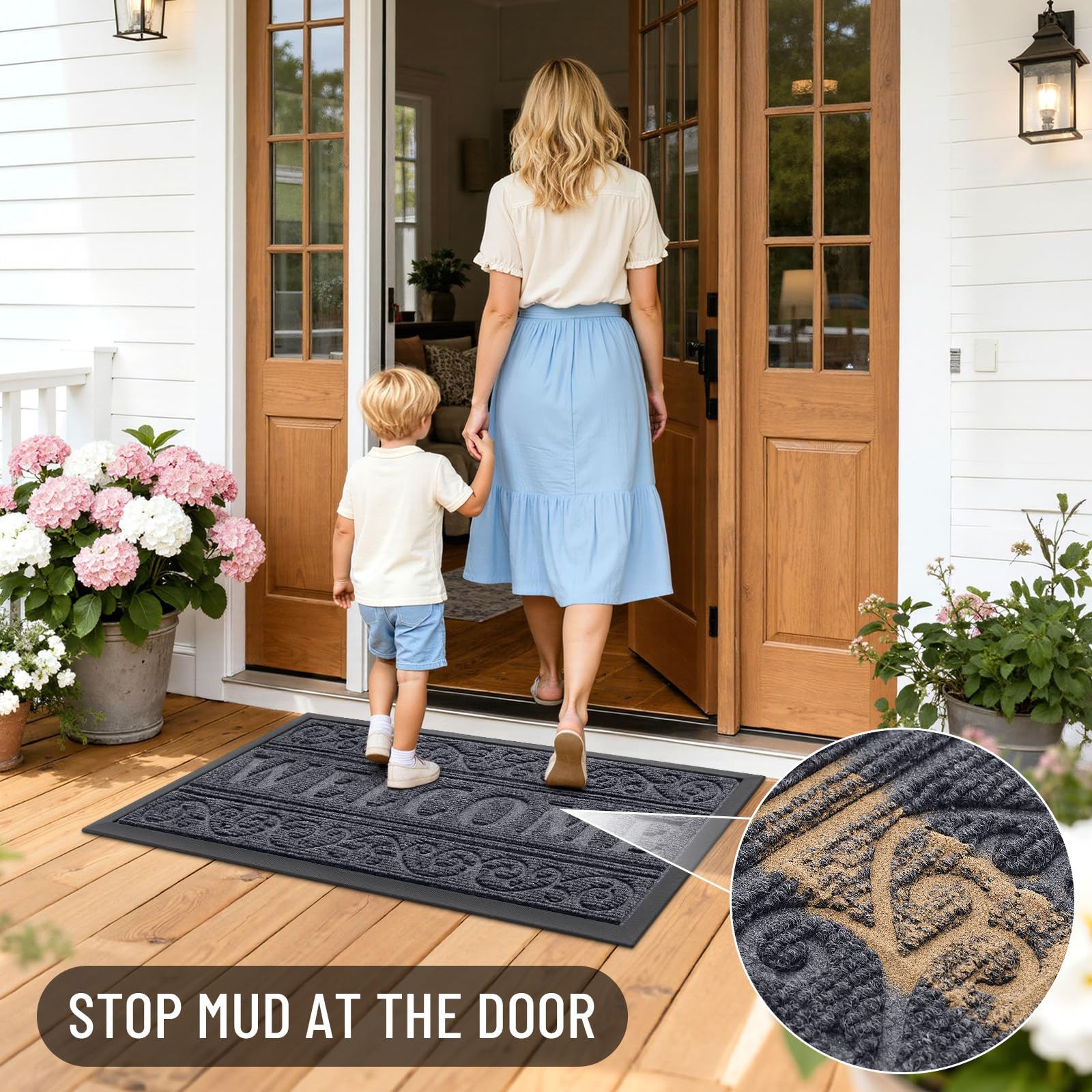OLANLY Welcome Door Mat with care instructions