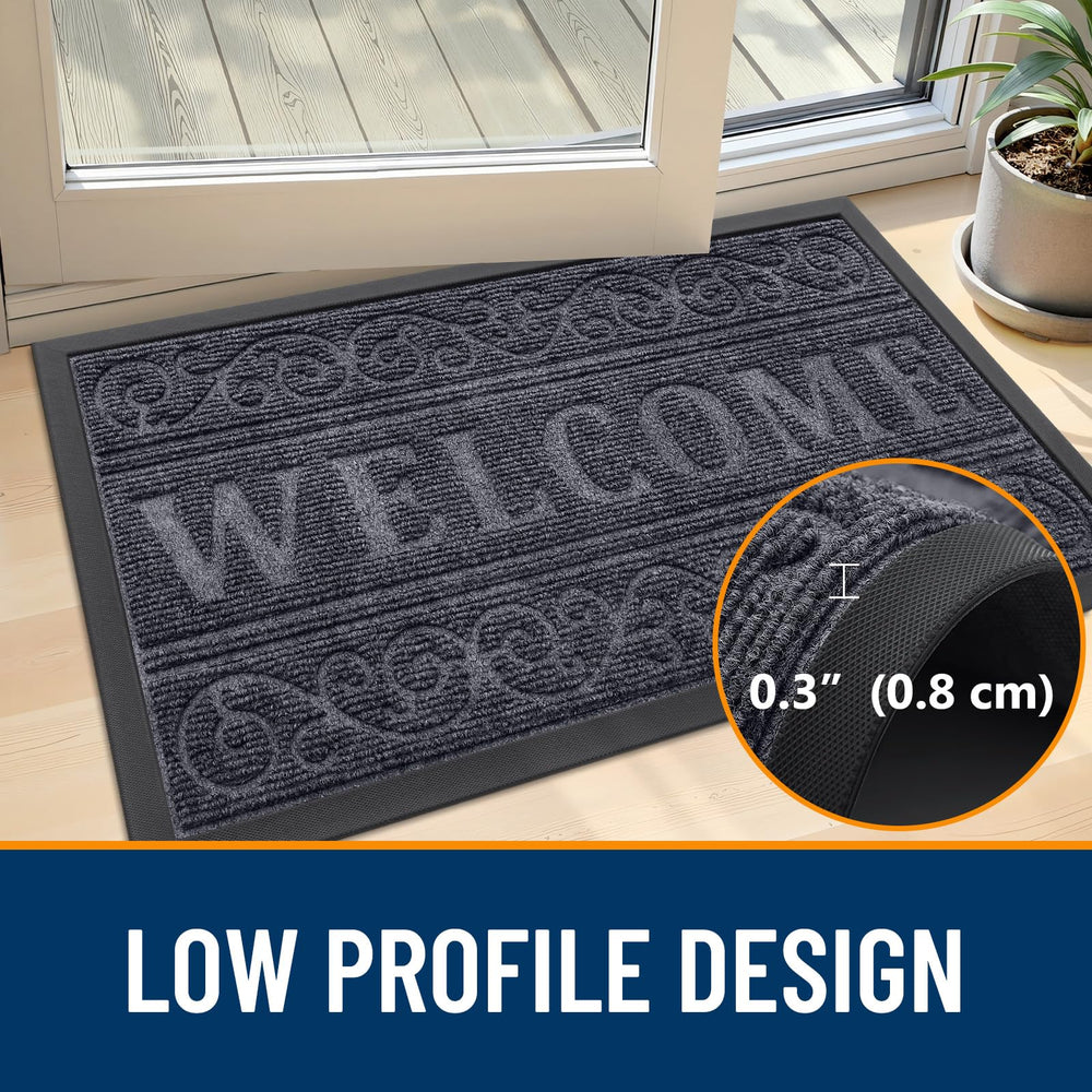 OLANLY welcome mat displayed indoors by front door