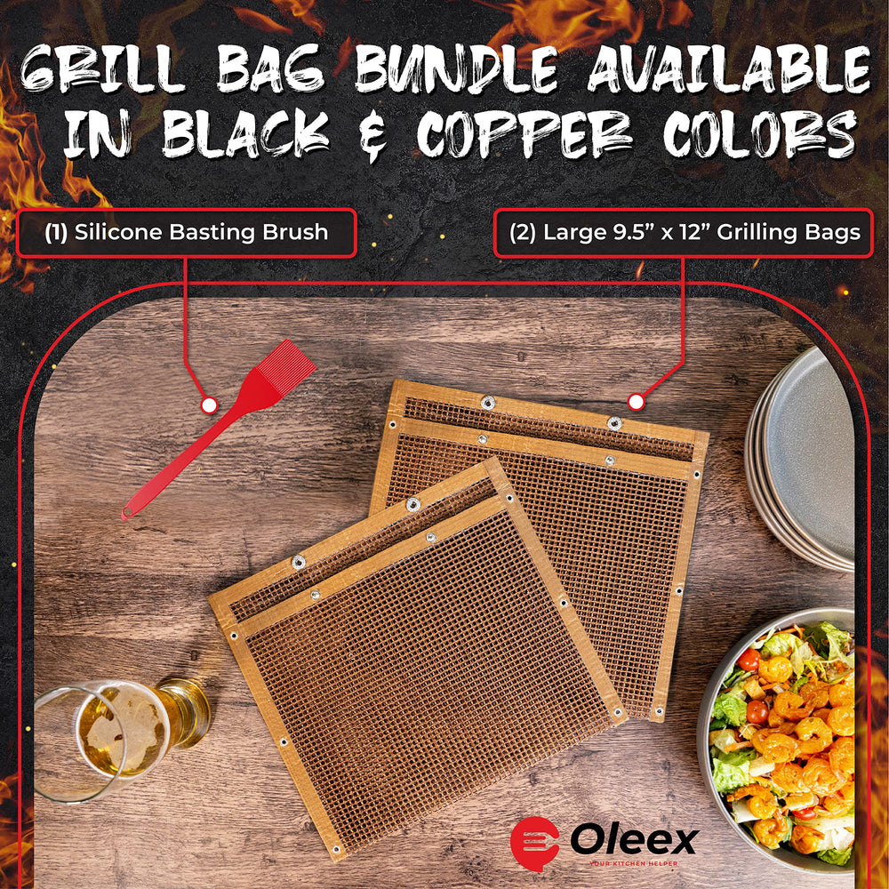 OLEEX basting brush included with grilling bags