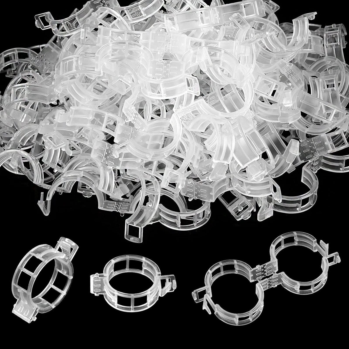 Oligei 200 Pcs Plastic Plant Support Clips in packaging