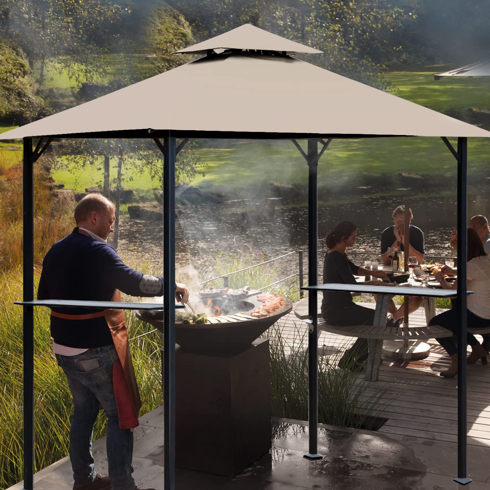 OLILAWN Grill Gazebo Canopy Roof displayed in outdoor setting