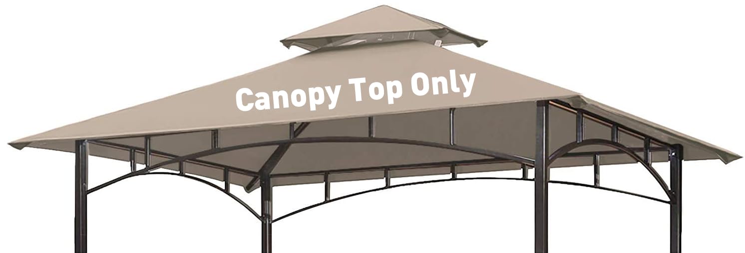 OLILAWN Grill Gazebo Replacement Canopy Roof front view, khaki colour