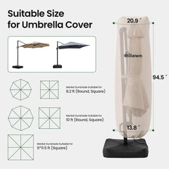 OLILAWN umbrella cover with included support pole