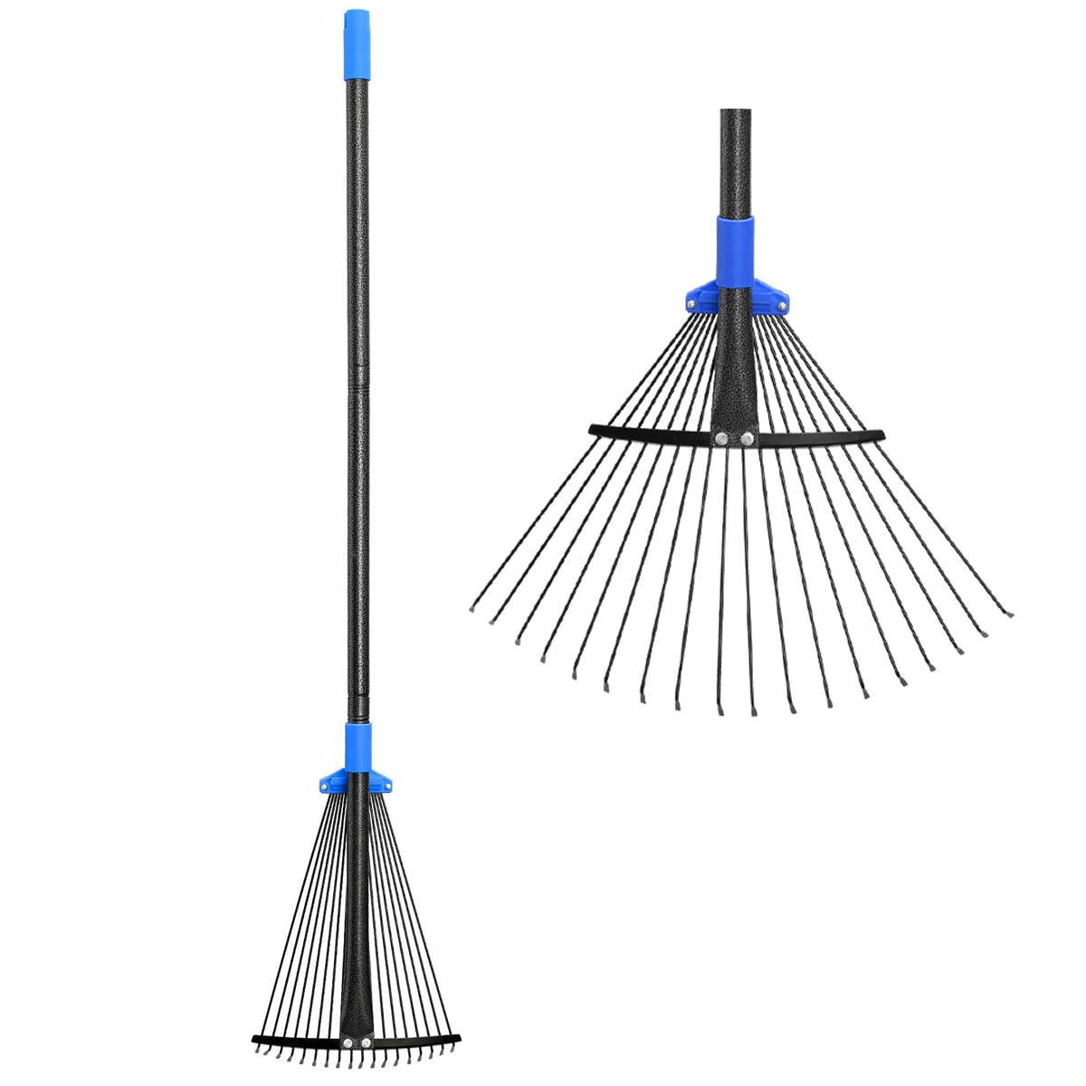 Oliynedy Adjustable Metal Leaf Rake front view with expandable head
