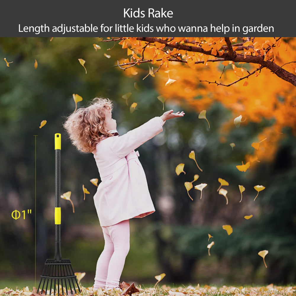 Oliynedy Leaf Rake showing adjustable feature