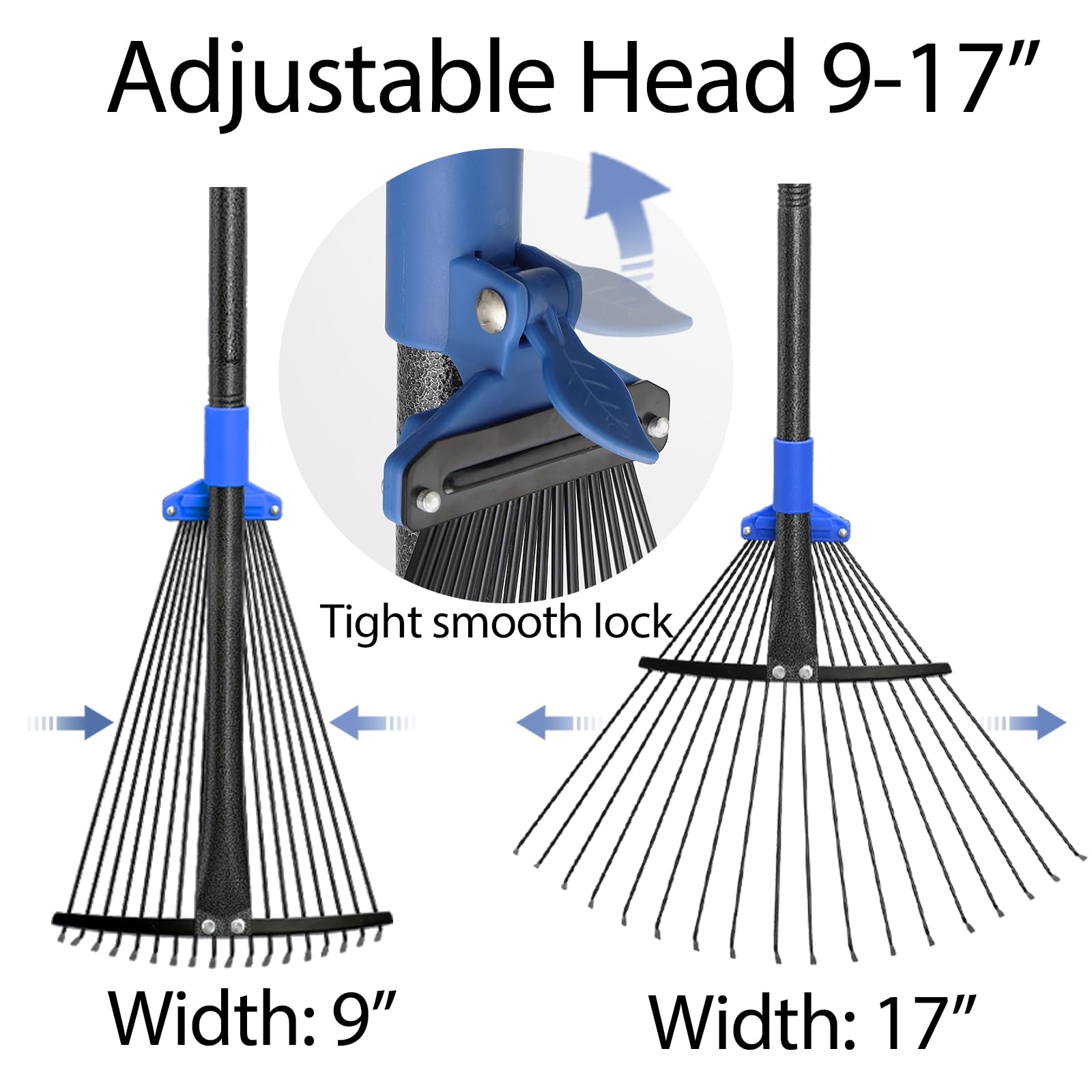 Oliynedy Rake with 30-58 inch long handle in garden setting