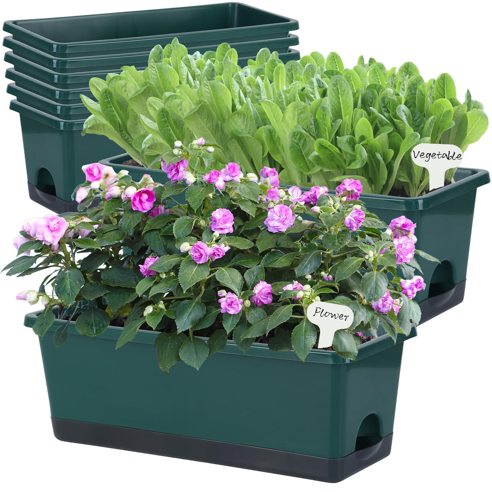 Oliz 17 Inch Window Box Planter Dark Green front view