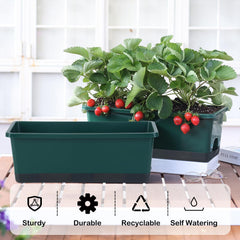 Oliz Window Box Planter Dark Green side view