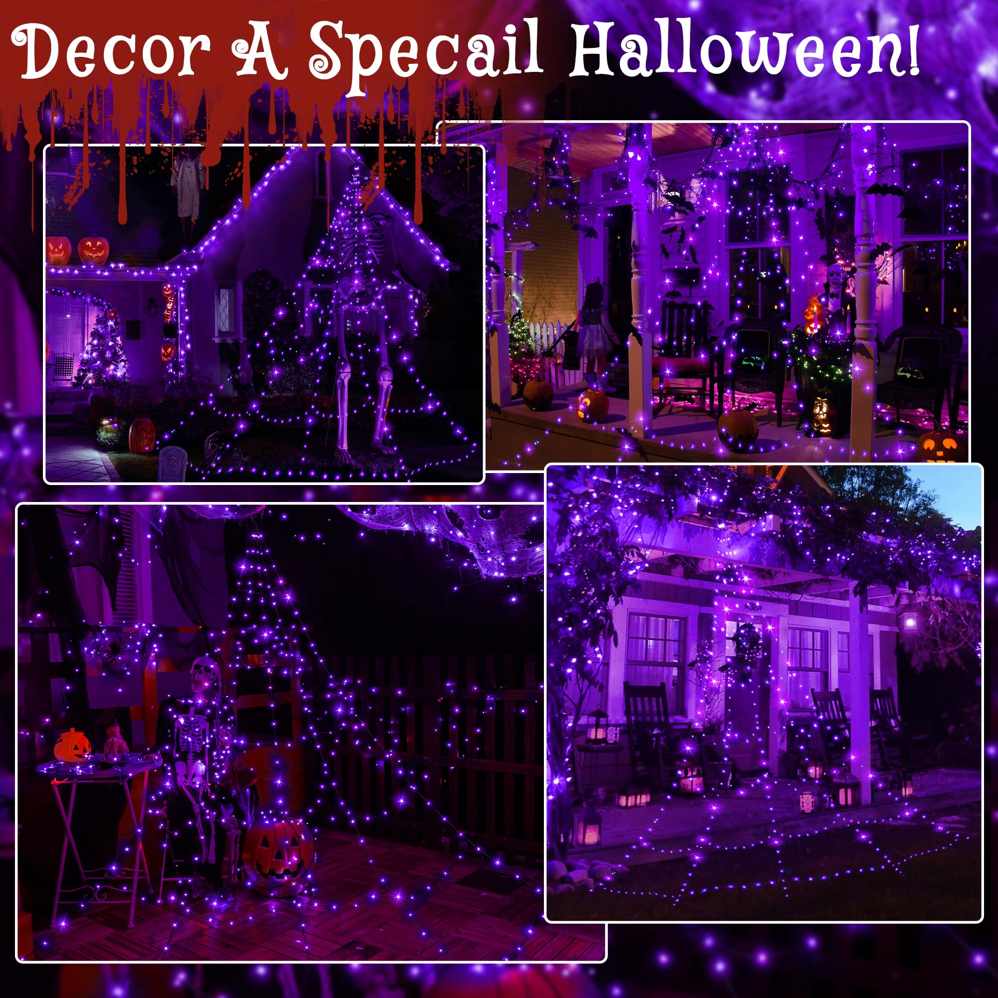 Ollny Halloween Lights demonstrating different lighting patterns