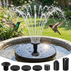 Olutula Solar Bird Bath Fountain front view with solar panel