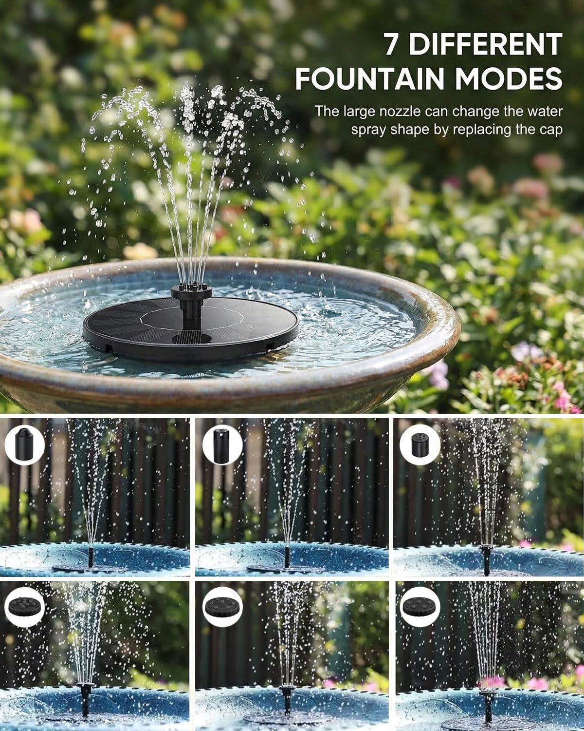 Olutula Solar Bird Bath Fountain with anti-collision bars