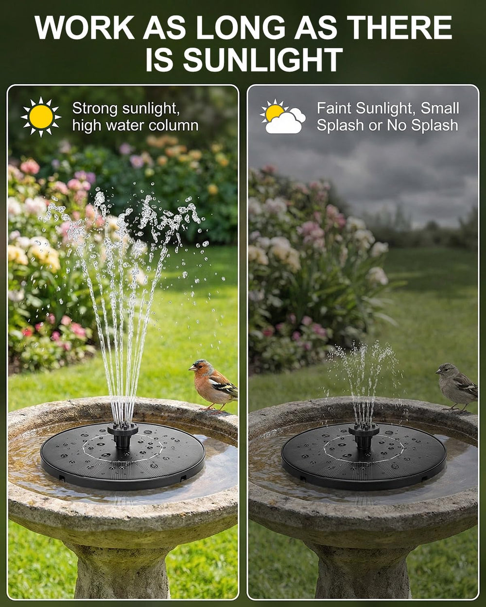 Olutula Solar Bird Bath Fountain with four anti-collision bars