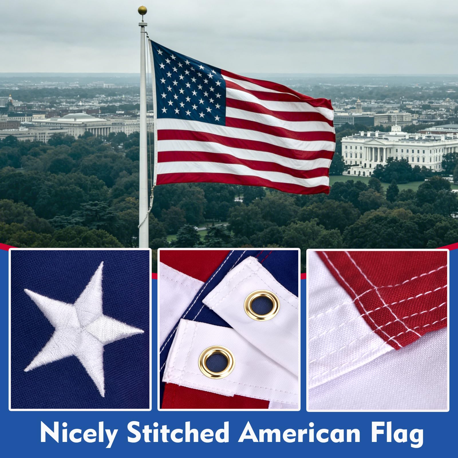 OLYNIK American Flag fluttering in the wind