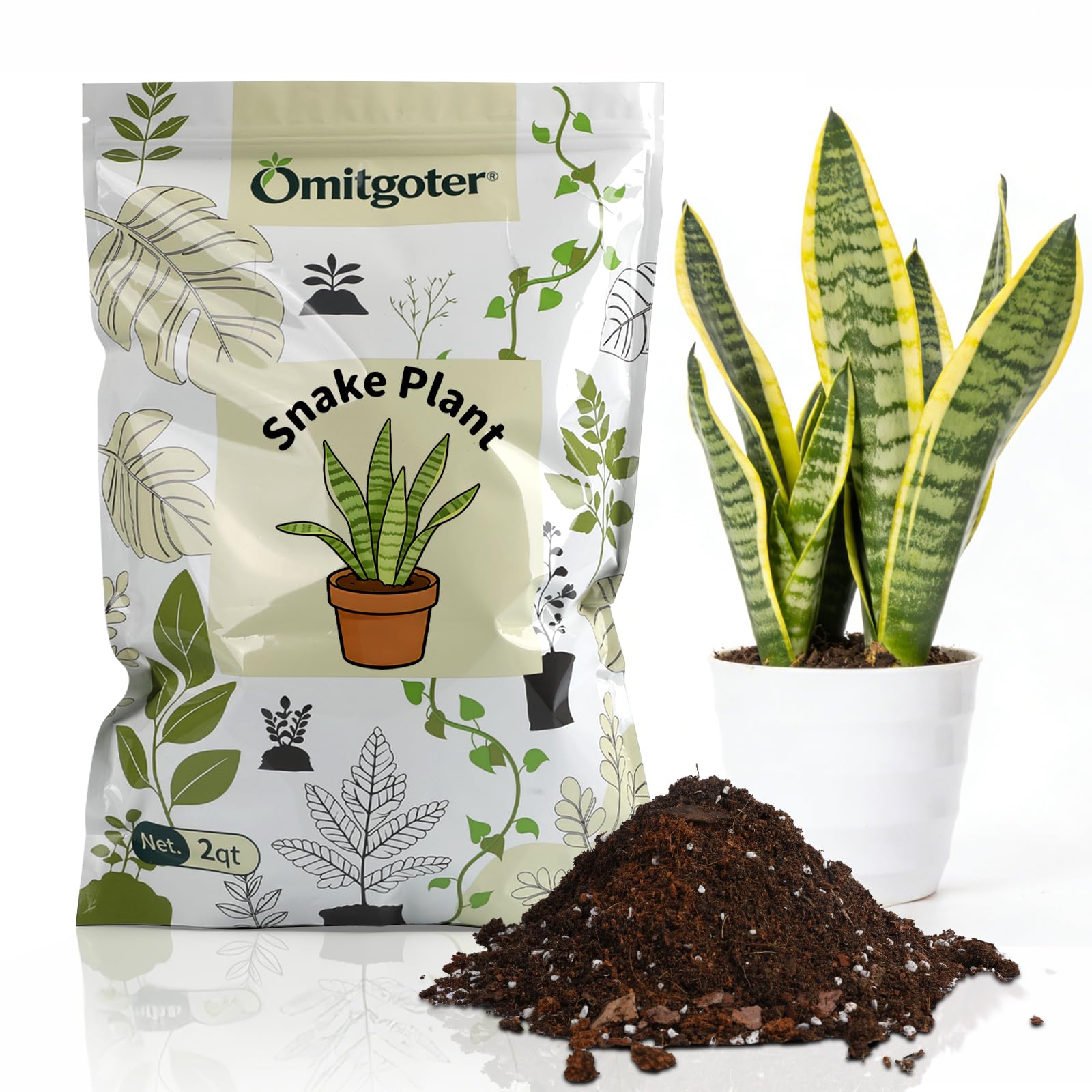 Omitgoter Organic Snake Plant Potting Soil 1QT package front view