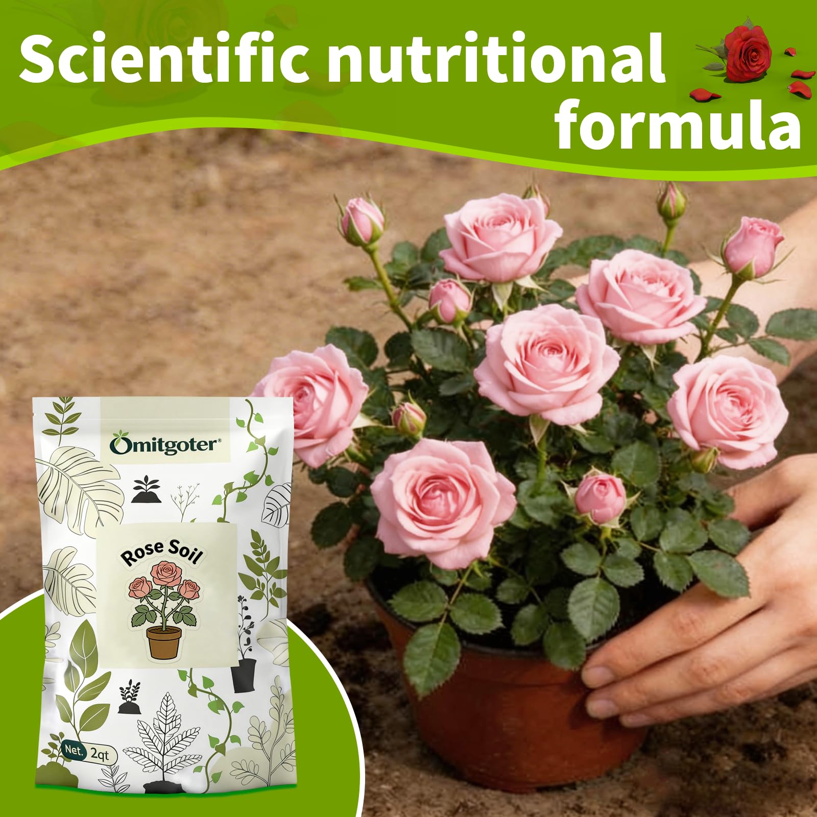 Omitgoter Rose Soil being poured into a pot
