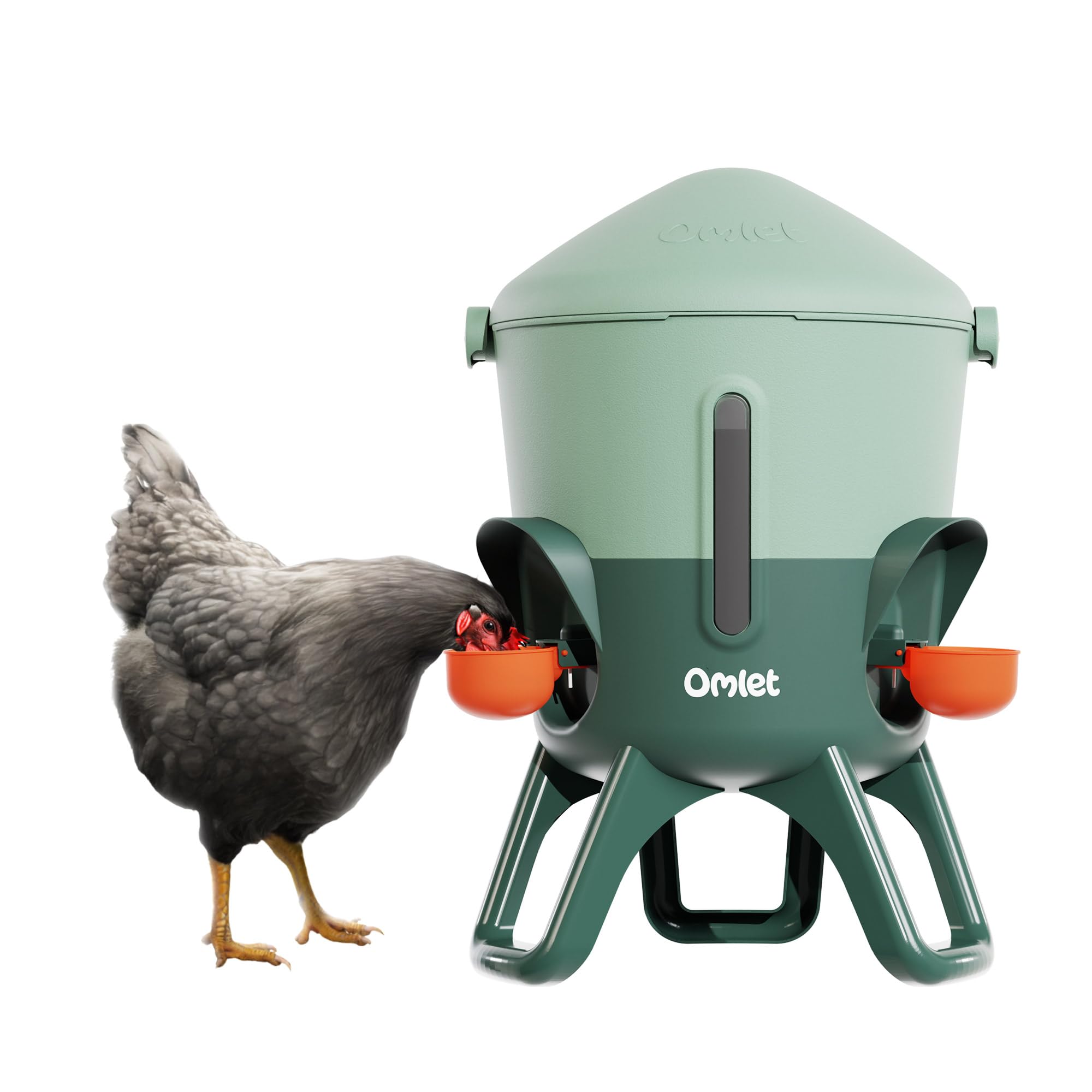 Omlet Insulated Chicken Waterer front view, sage green