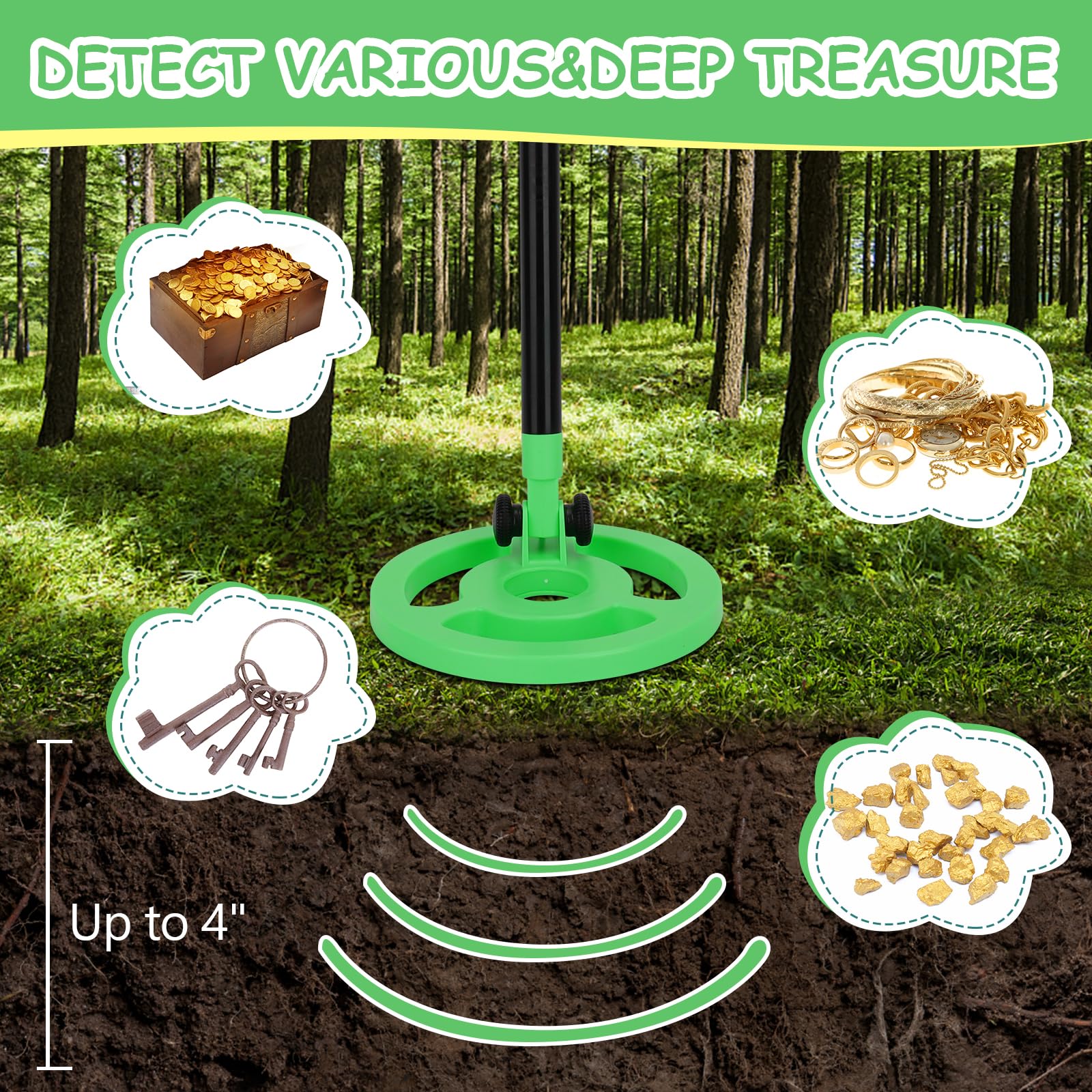OMMO Kids Metal Detector green color with animated puppy